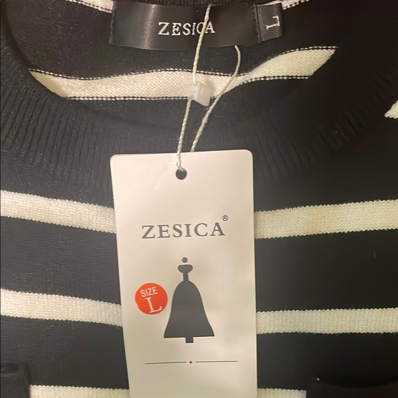 Charming Striped Black and White Kids Dress - Picture 2 of 4